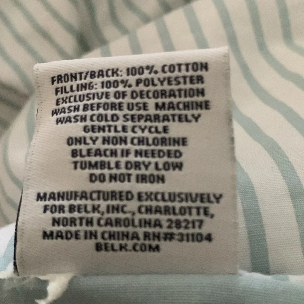 Crown & Ivy Blue White York Stripe  Comforter Set 2 pieces cottage twin nautical